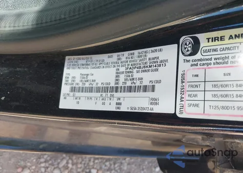 2019 Ford Fiesta Se from USA, damaged, VIN 3FADP4BJ8KM143813